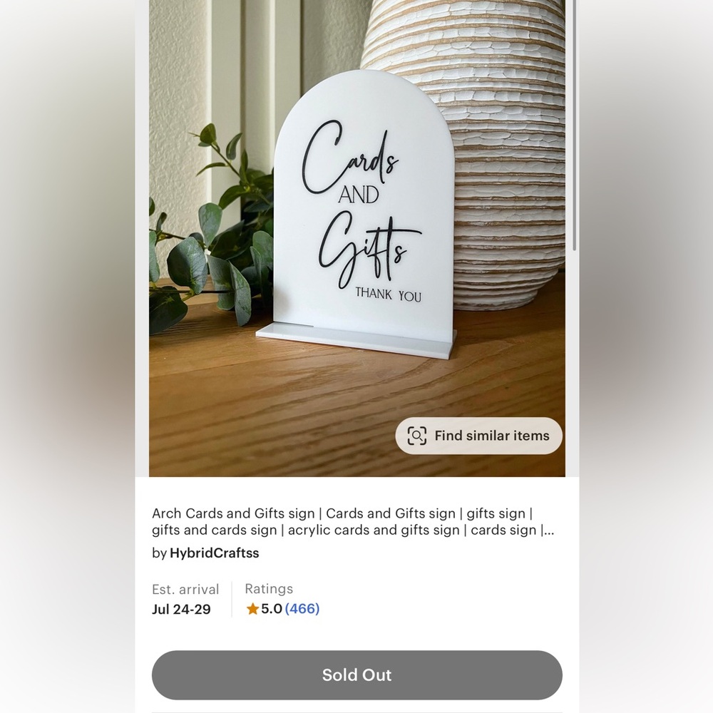 Cards and gifts acrylic sign